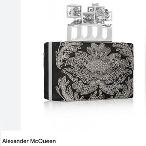 Alexander McQueen Poppy Cage knuckle box clutch silk Swarovski